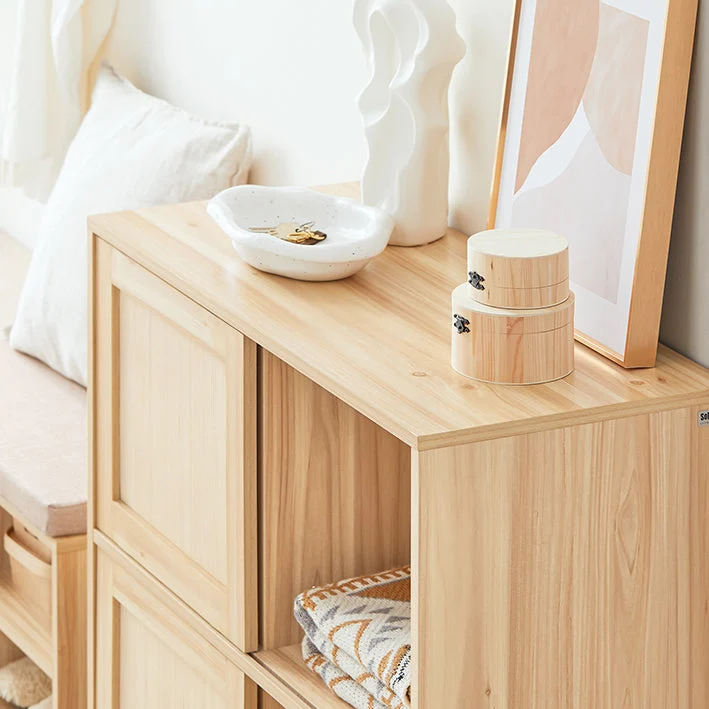 SoBuy | Sideboard mit Schiebetüren | Flurschrank | Küchenschrank | Kommode | Natur | FSB87-N