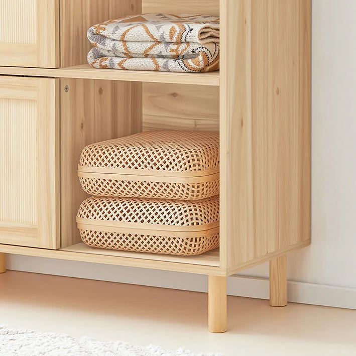SoBuy | Sideboard mit Schiebetüren | Flurschrank | Küchenschrank | Kommode | Natur | FSB87-N