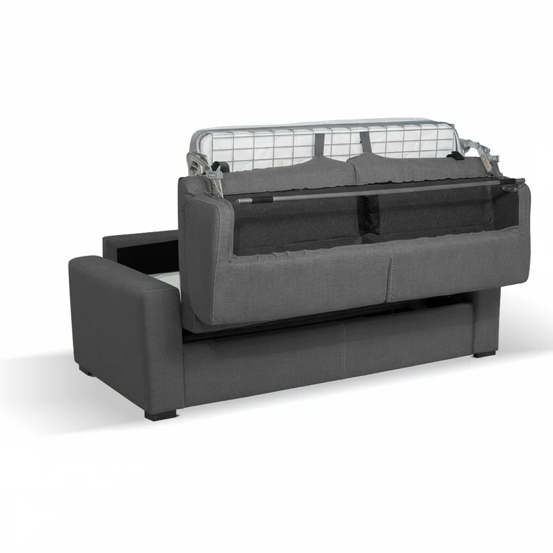Divano letto 3 posti tessuto Queens colore cenere 200x98x86h Flash