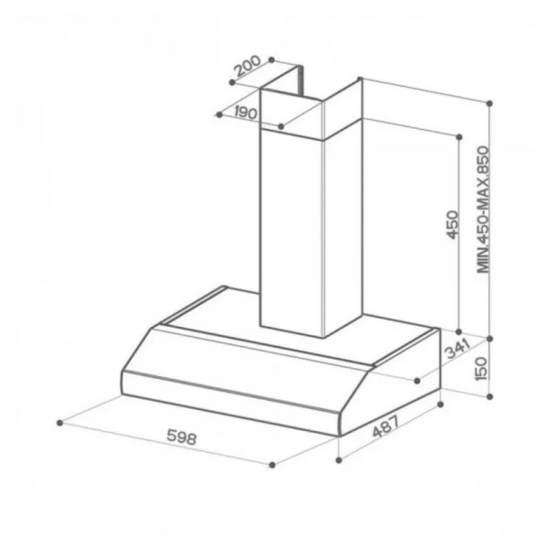 Cappa a parete Ionica Plus XA60 3 livelli velocità inox classe D Faber