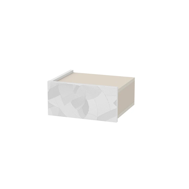 Comodino sospeso con cassetto e luci integrate 40 cm bianco e cashmere Onda