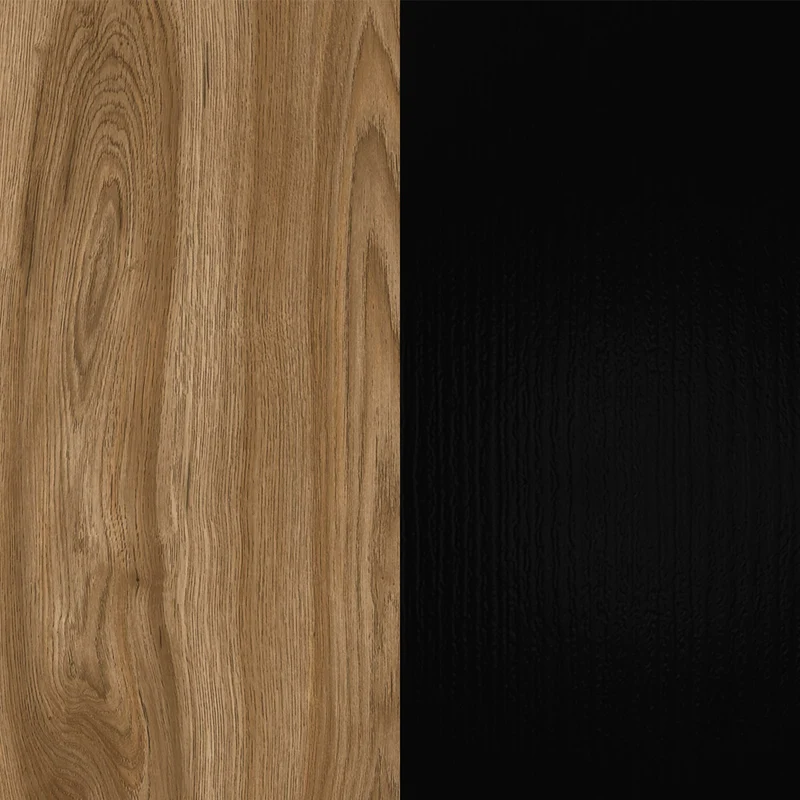 Comodino sospeso con cassetto 40 cm nero e rovere oud con maniglia reversibile Eco