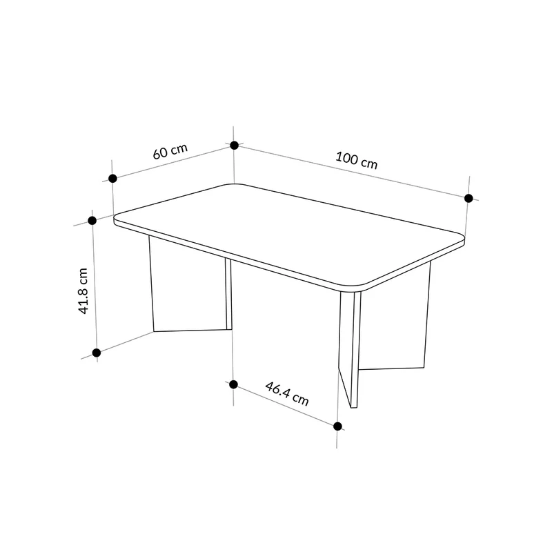 Tavolino da salotto 100x60 cm colore travertino con bordi arrotondati Sam