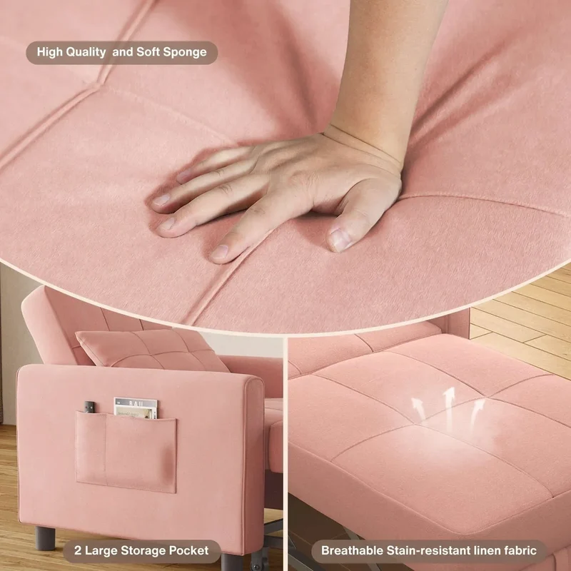 Canapé-lit convertible 3-en-1, Canapé-chaise dépliable, Lit pliant convertible pour salon