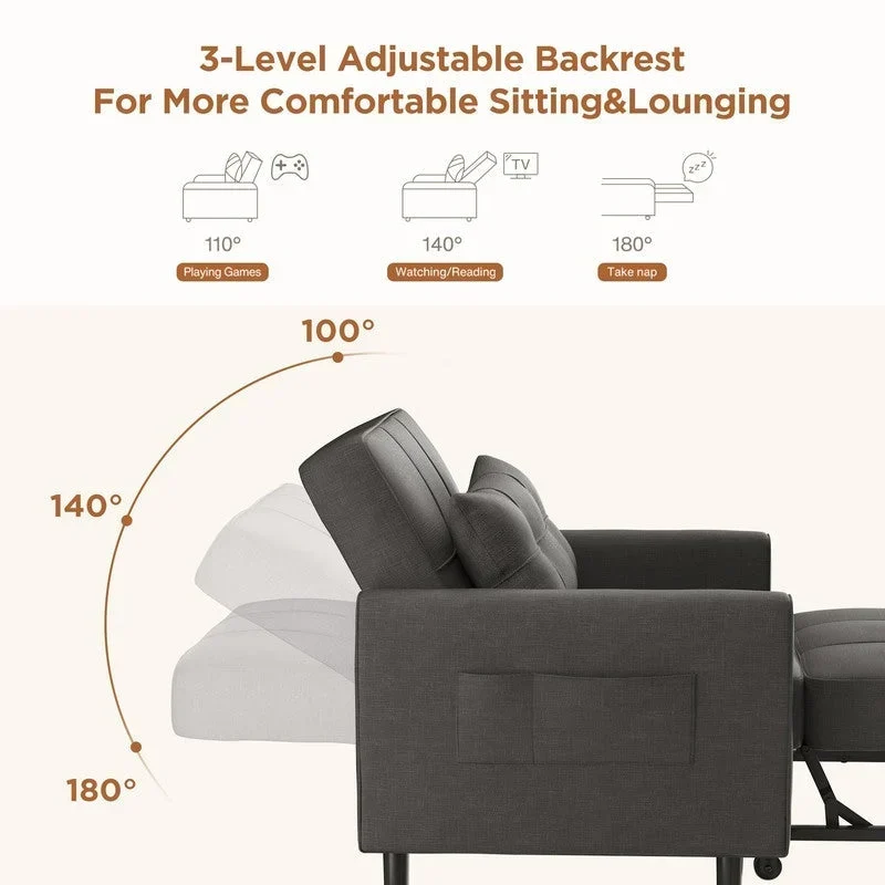 Canapé-lit convertible 3-en-1, Canapé-chaise dépliable, Lit pliant convertible pour salon