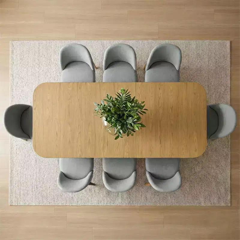 Ensemble de salle à manger 9 pièces pour 8 personnes, table à tréteaux extensible avec chaises rembourrées aux pieds en bois massif-Panipeachy