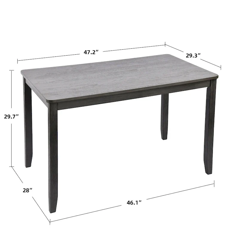 Ensembles de salle à manger 5 pièces en bois massif 47L (1 table + 4 chaises à dossier à lattes)