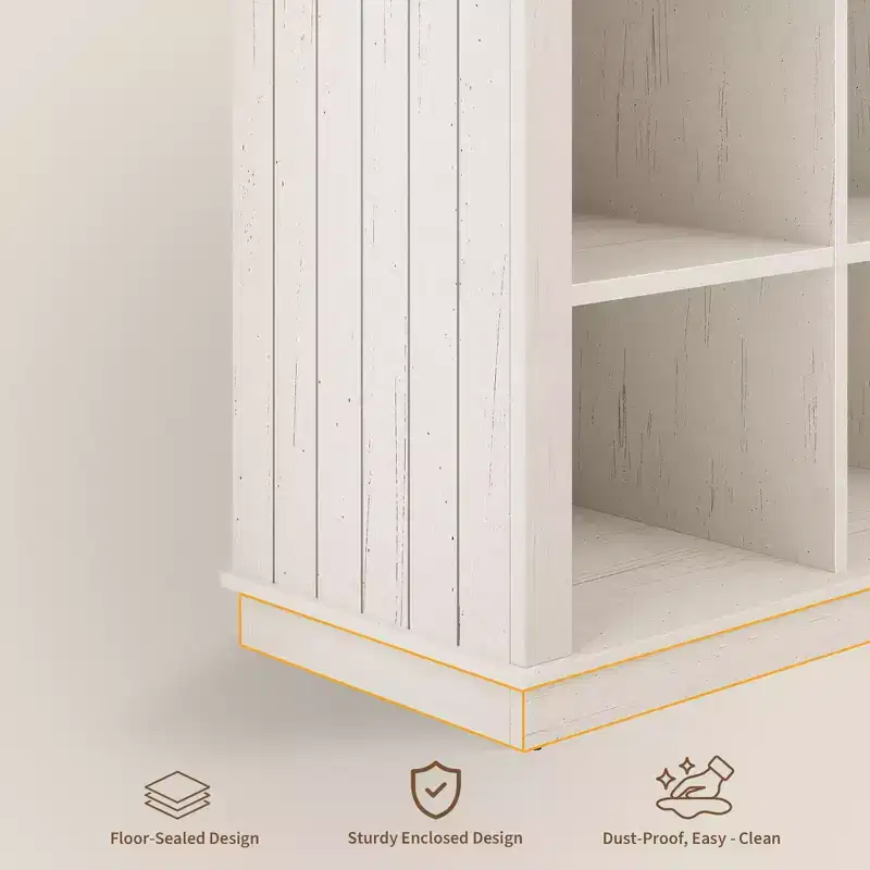 Étagère de rangement à 8 cubes, bibliothèque horizontale de style ferme, bibliothèque de rangement en bois de 157 cm pour entrée, étagères basses et longues pour salon