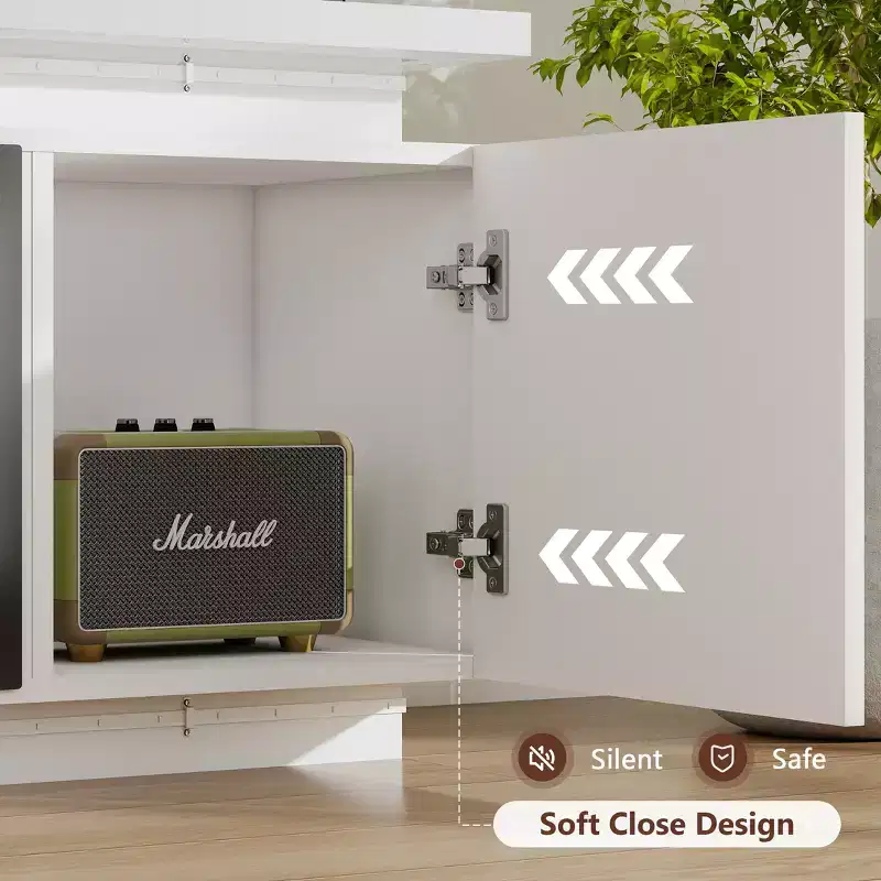 Meuble TV Skyzoo avec foyer électrique intégré, pour téléviseurs jusqu'à 80 pouces, avec lumières LED et 4 prises CA, console TV pour salon