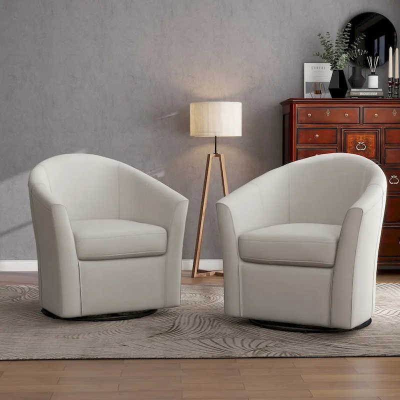 Lot de 2 fauteuils pivotants modernes avec accoudoirs pour salon