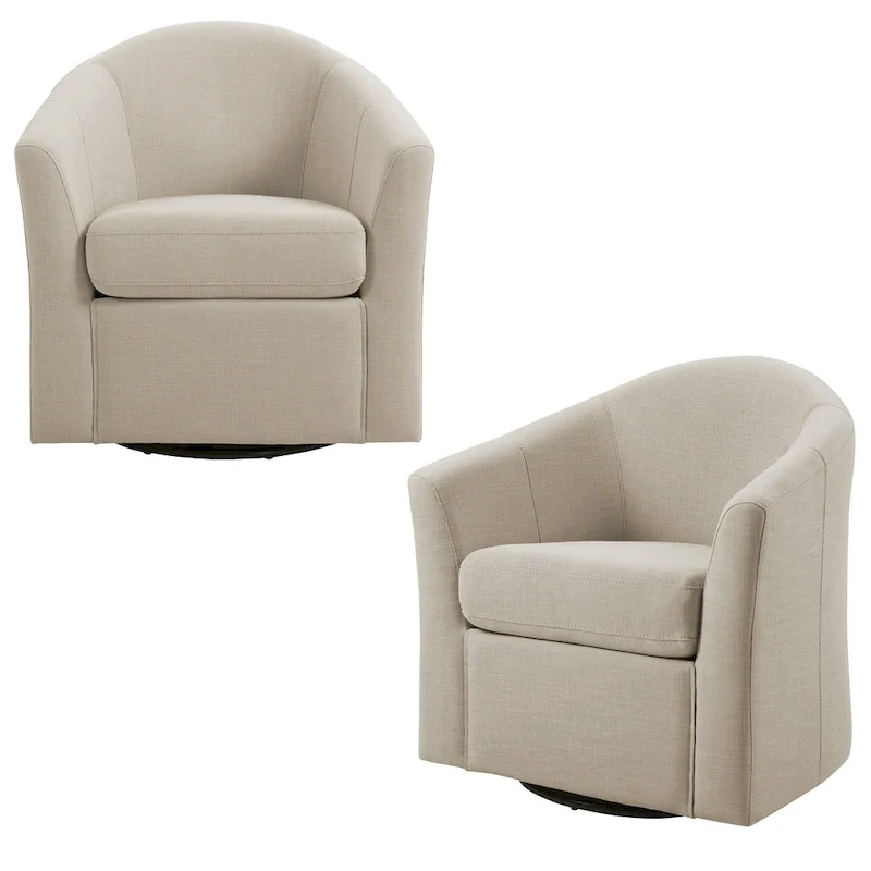 Lot de 2 fauteuils pivotants modernes avec accoudoirs pour salon