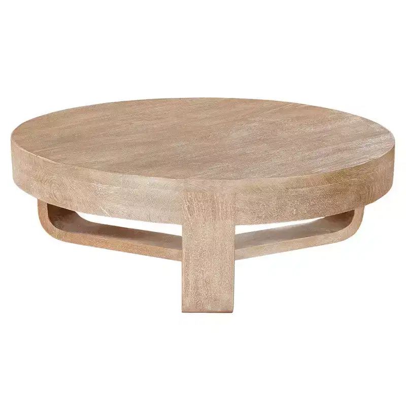 Table basse Royal Hampton, dessus rond de 32 pouces avec base en forme de traîneau ouverte