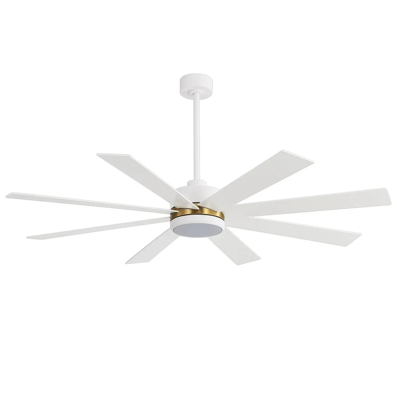 Ventilateur de plafond de 65 pouces à 8 pales noires avec lumière LED et télécommande
