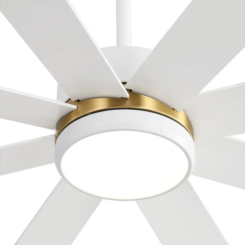 Ventilateur de plafond de 65 pouces à 8 pales noires avec lumière LED et télécommande