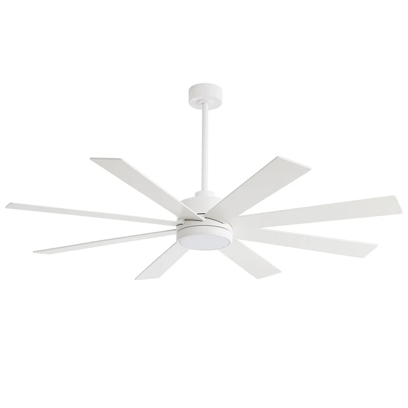 Ventilateur de plafond de 65 pouces à 8 pales noires avec lumière LED et télécommande