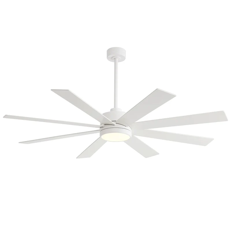 Ventilateur de plafond de 65 pouces à 8 pales noires avec lumière LED et télécommande