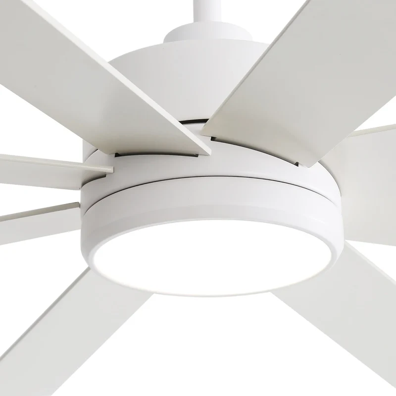 Ventilateur de plafond de 65 pouces à 8 pales noires avec lumière LED et télécommande