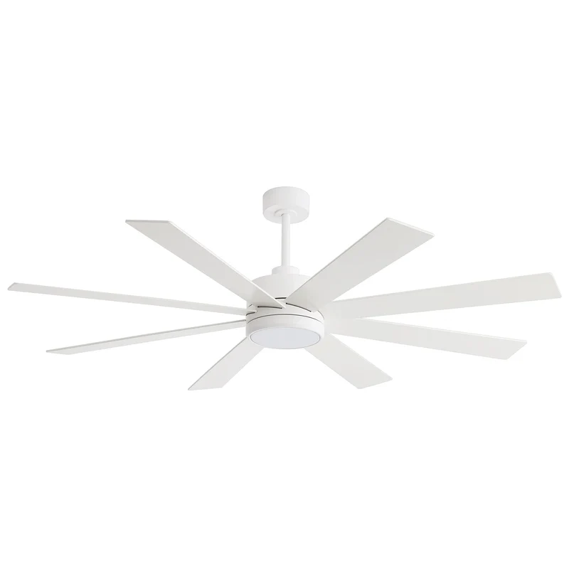 Ventilateur de plafond de 65 pouces à 8 pales noires avec lumière LED et télécommande