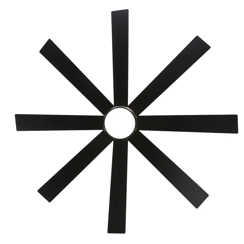 Ventilateur de plafond de 65 pouces à 8 pales noires avec lumière LED et télécommande