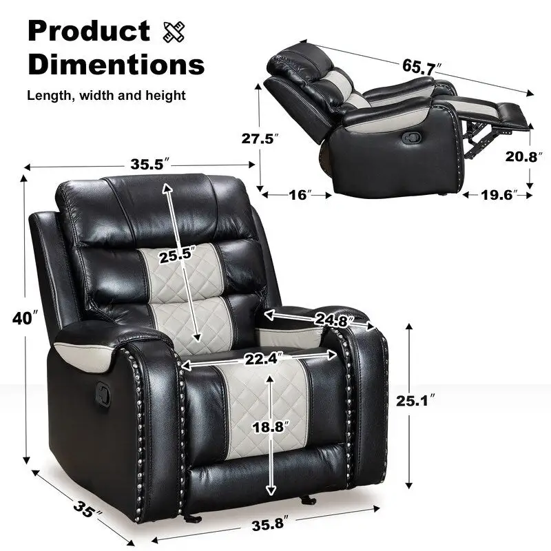 Grand fauteuil inclinable en similicuir de style américain pour salon