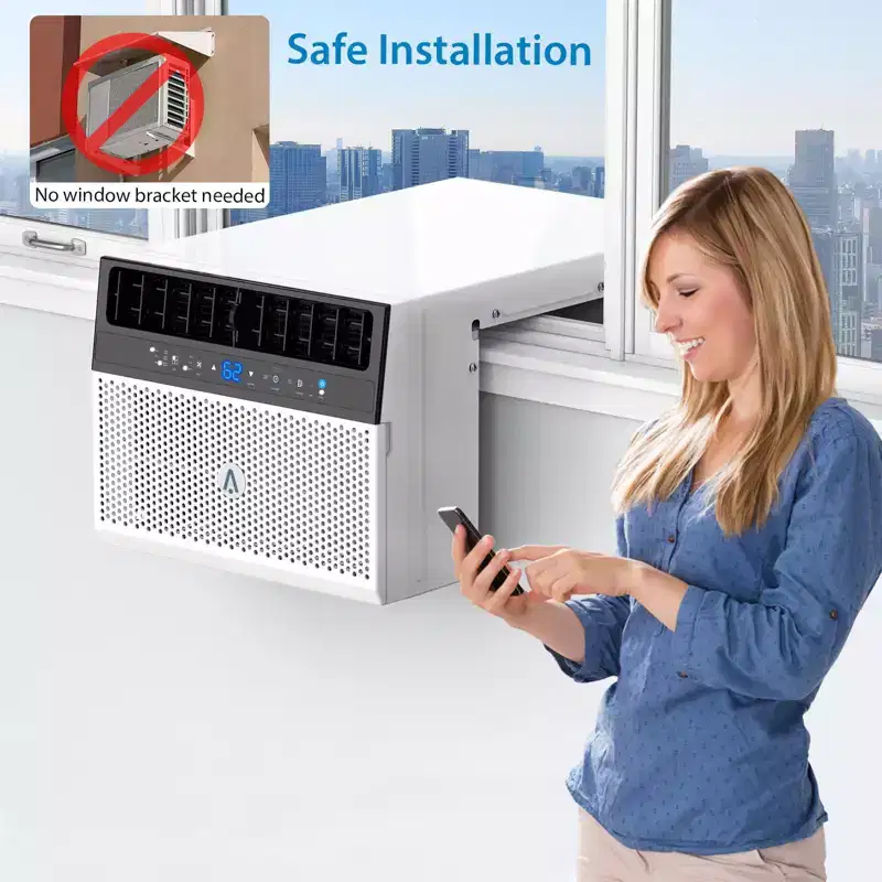 Climatiseur de fenêtre intelligent Acekool 6 000 BTU, climatiseur de pièce Wi-Fi avec télécommande, refroidissement silencieux pour pièces jusqu'à 23 m²