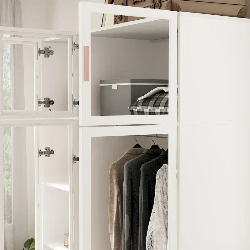 47,2 Grande Armoire LED Lumineuse Placard à Portes en Verre Entièrement en Verre