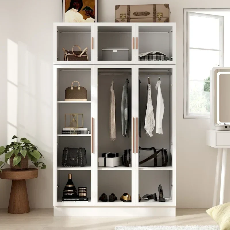 47,2 Grande Armoire LED Lumineuse Placard à Portes en Verre Entièrement en Verre