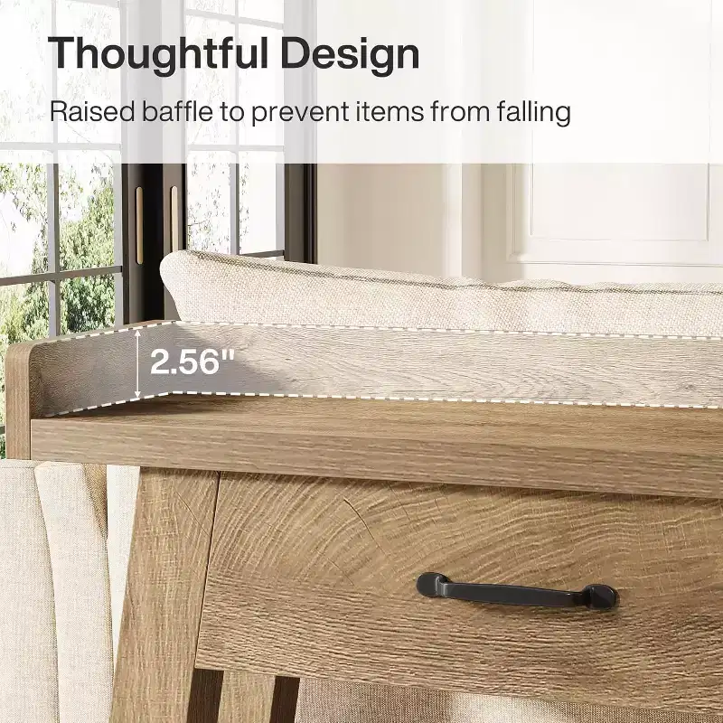 Table de canapé à 2 niveaux Lantine avec 3 tiroirs, console de 180 cm avec chicane surélevée et étagères de rangement pour salon, couloir, entrée