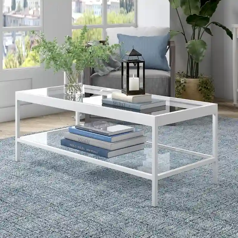 Table basse Alexis en métal et verre
