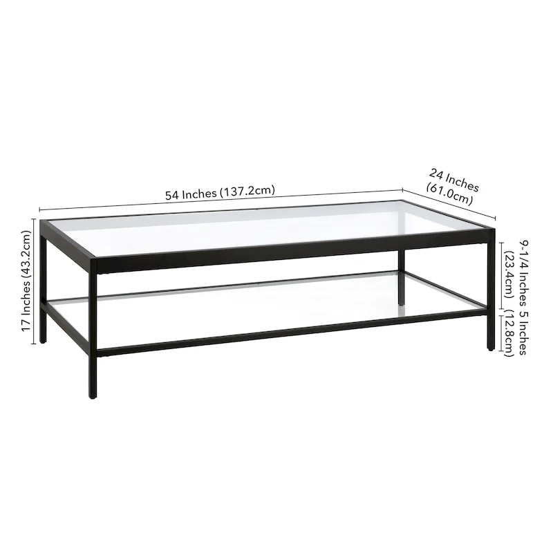 Table basse Alexis en métal et verre