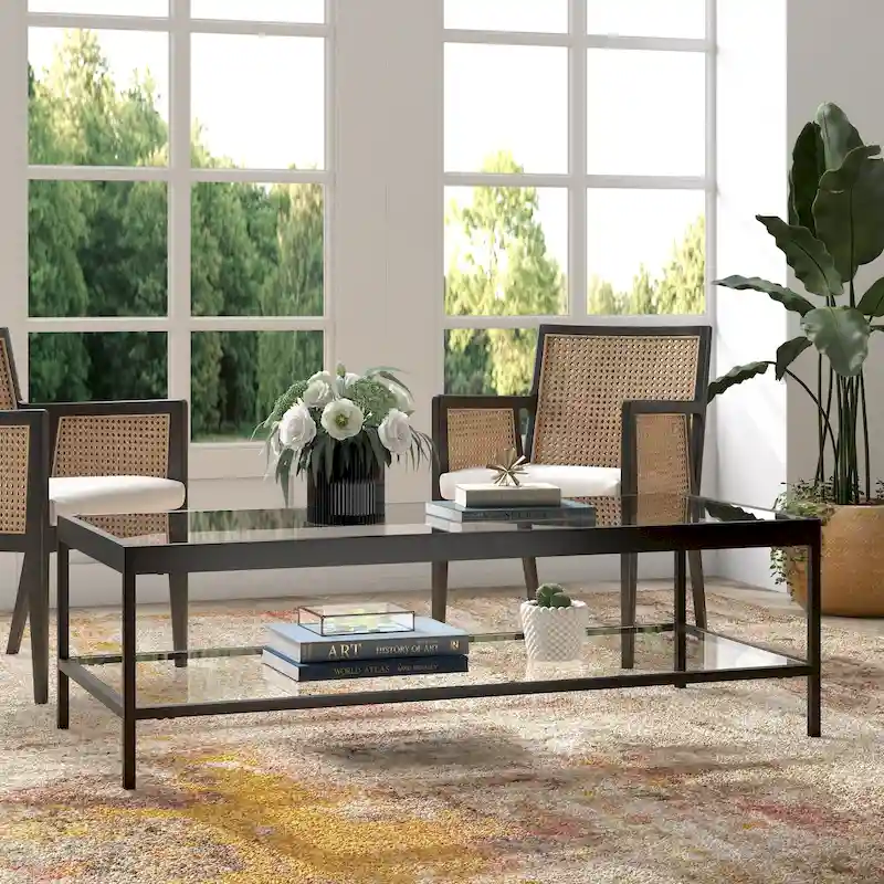 Table basse Alexis en métal et verre