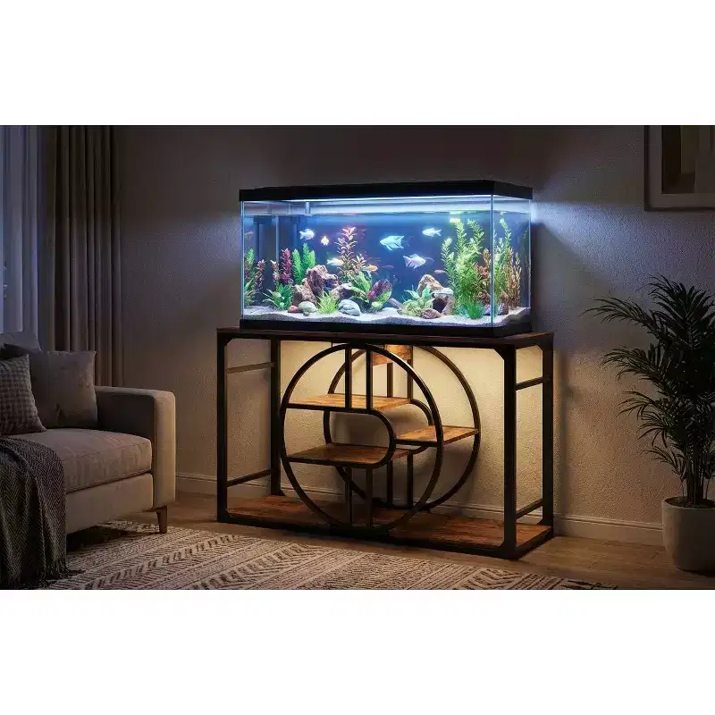 Meuble de support d'aquarium en métal de 200 à 280 litres, support de réservoir de poissons robuste avec armoire de rangement, support de réservoir de poissons à plusieurs niveaux avec pieds épaissis, adapté