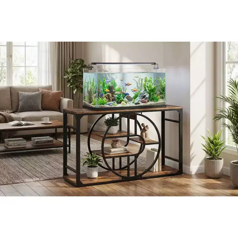 Meuble de support d'aquarium en métal de 200 à 280 litres, support de réservoir de poissons robuste avec armoire de rangement, support de réservoir de poissons à plusieurs niveaux avec pieds épaissis, adapté