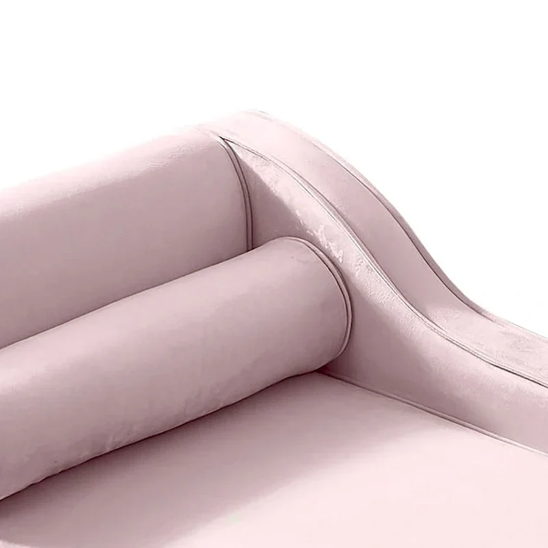 Chaise longue de rangement française élégante en velours avec un oreiller