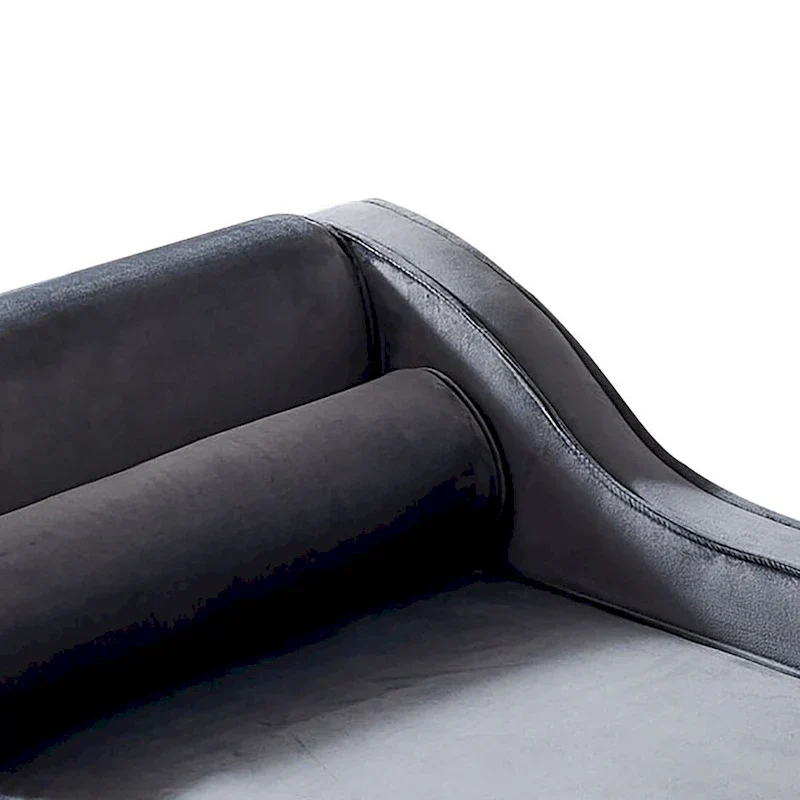 Chaise longue de rangement française élégante en velours avec un oreiller