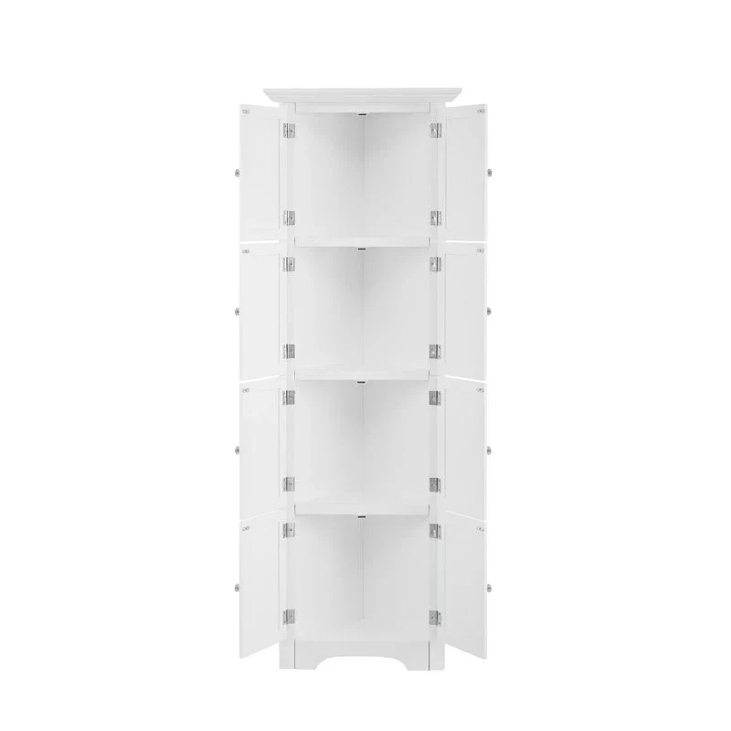 Meuble d'angle de rangement haut avec 8 portes et 4 étagères