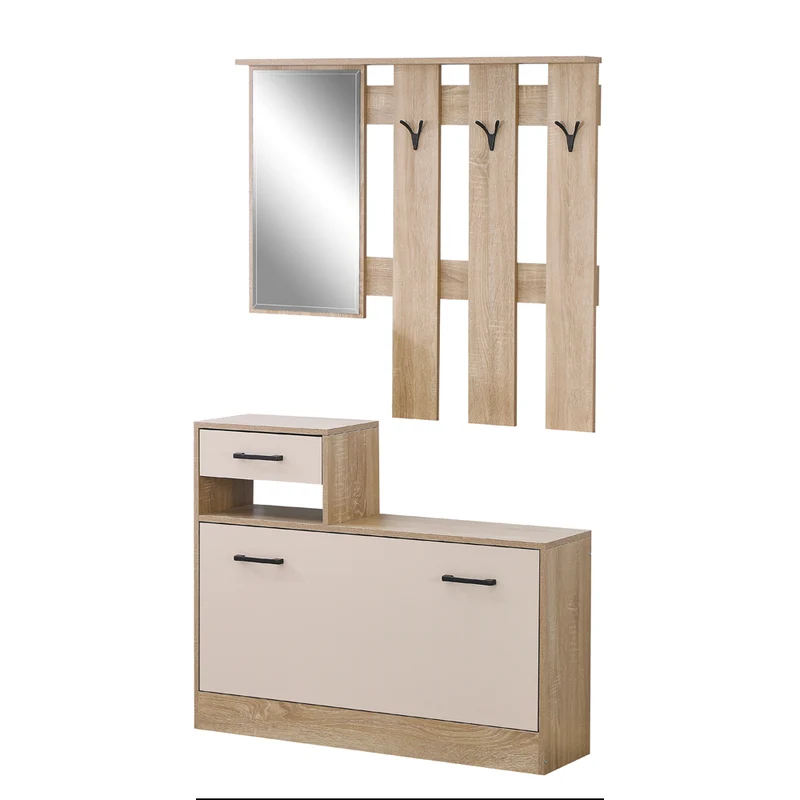 Mobile ingresso con specchio colore rovere e beige RudolfXL