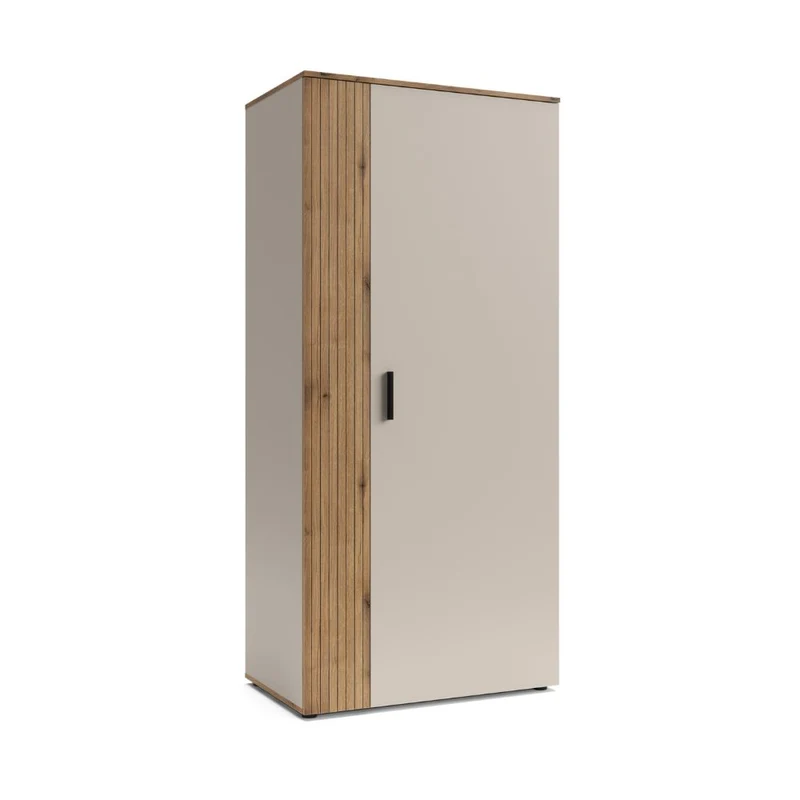 Armadio 2 ante in cashmere e listelli verticali rovere evoque 90x55x195 Frezo08