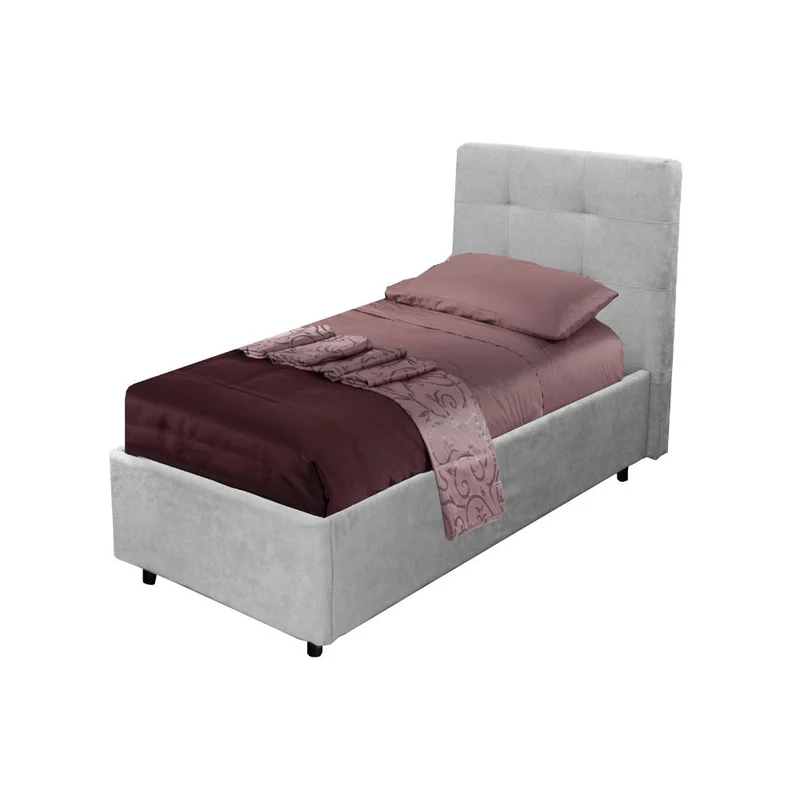 Letto singolo con contenitore Ascoli 100x208x127H tessuto Enjoy grigio