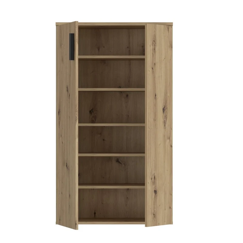 Mobile multiuso scarpiera 2 ante con 5 ripiani colore rovere 69x34x120H Lucio