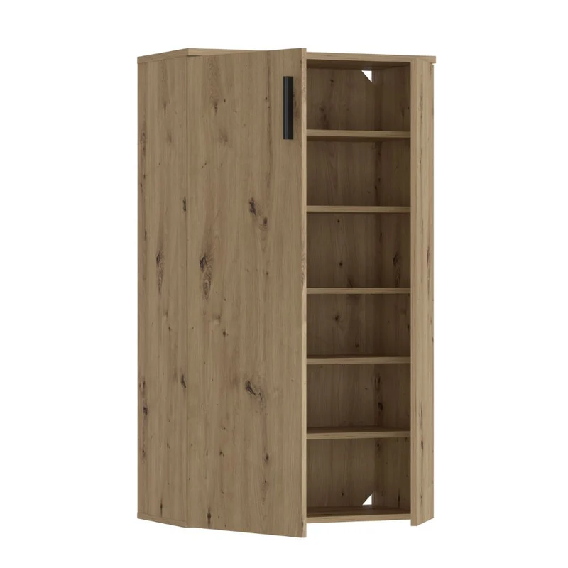 Mobile multiuso scarpiera 2 ante con 5 ripiani colore rovere 69x34x120H Lucio