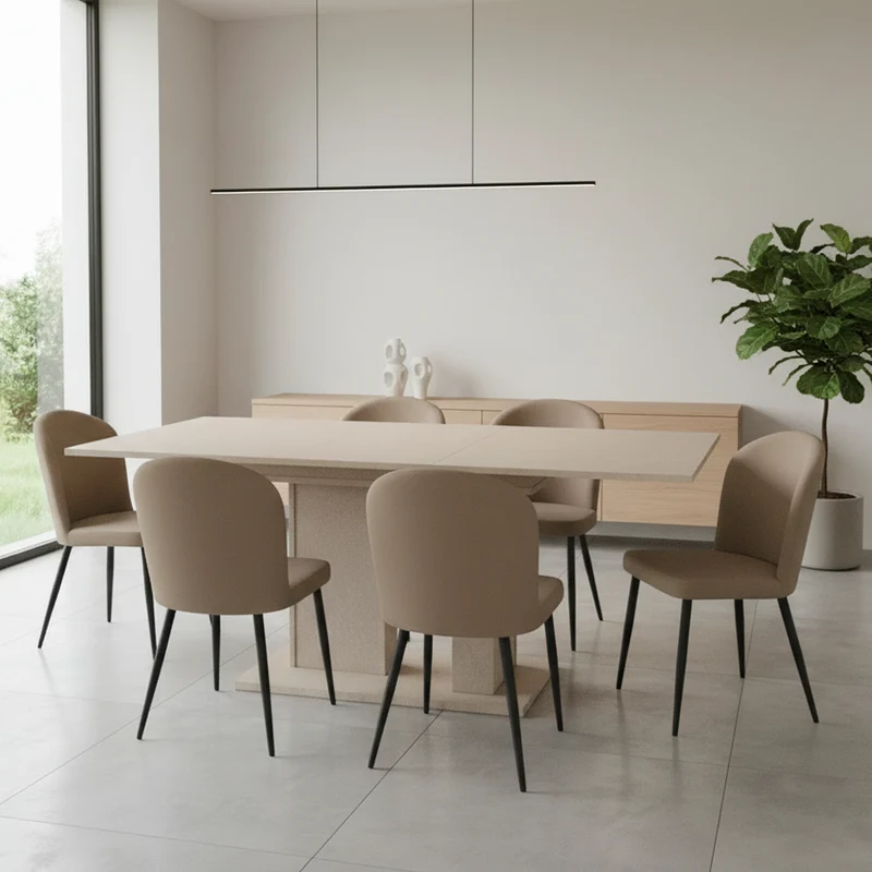 Tavolo allungabile con allunga centrale 40 cm colore cashmere 130x85x75H Sone
