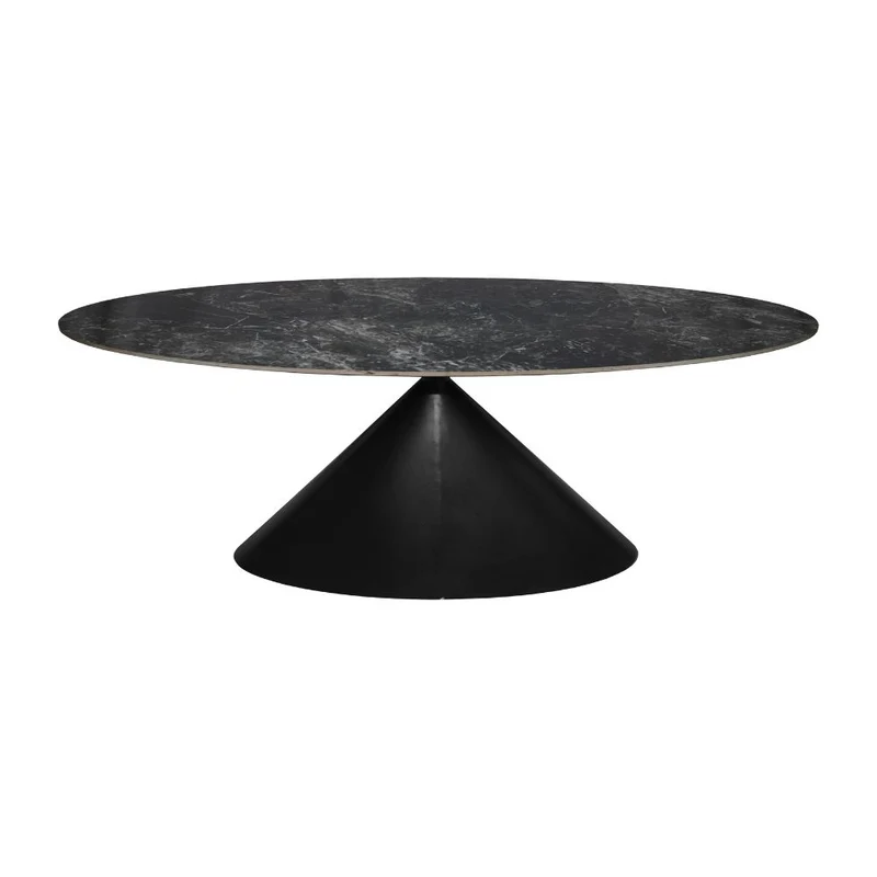 Tavolo ovale con piano effetto marmo nero 200x100x76H Punto