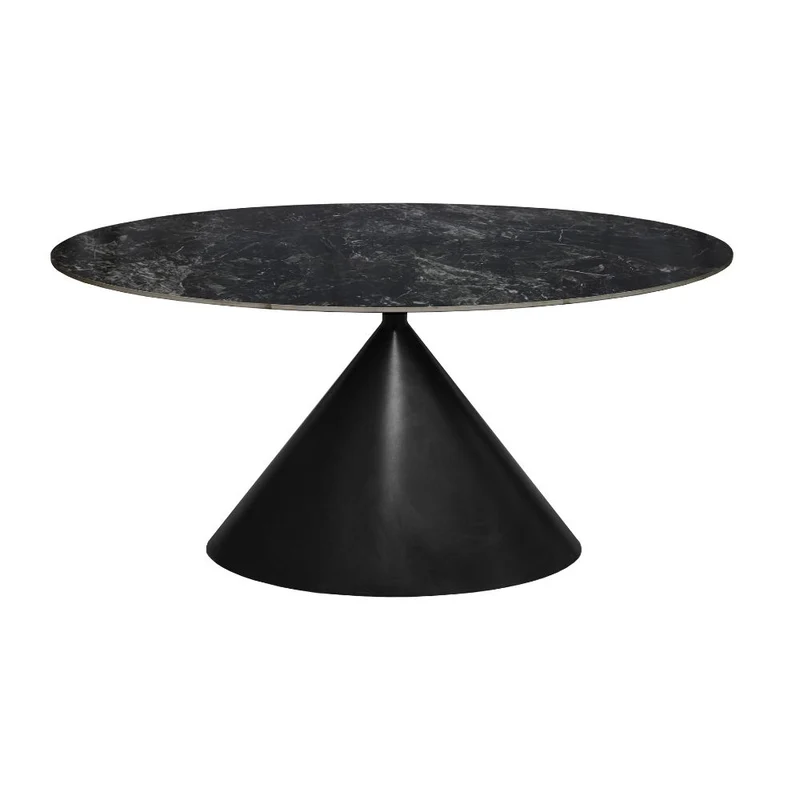 Tavolo ovale con piano effetto marmo nero 200x100x76H Punto