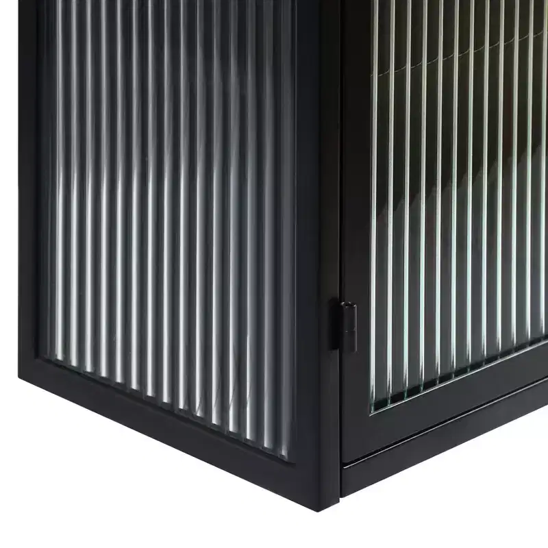 Meuble haut moderne à 2 portes Okak avec portes vitrées de rangement à 3 niveaux pour entrée/salle à manger/salon/cuisine