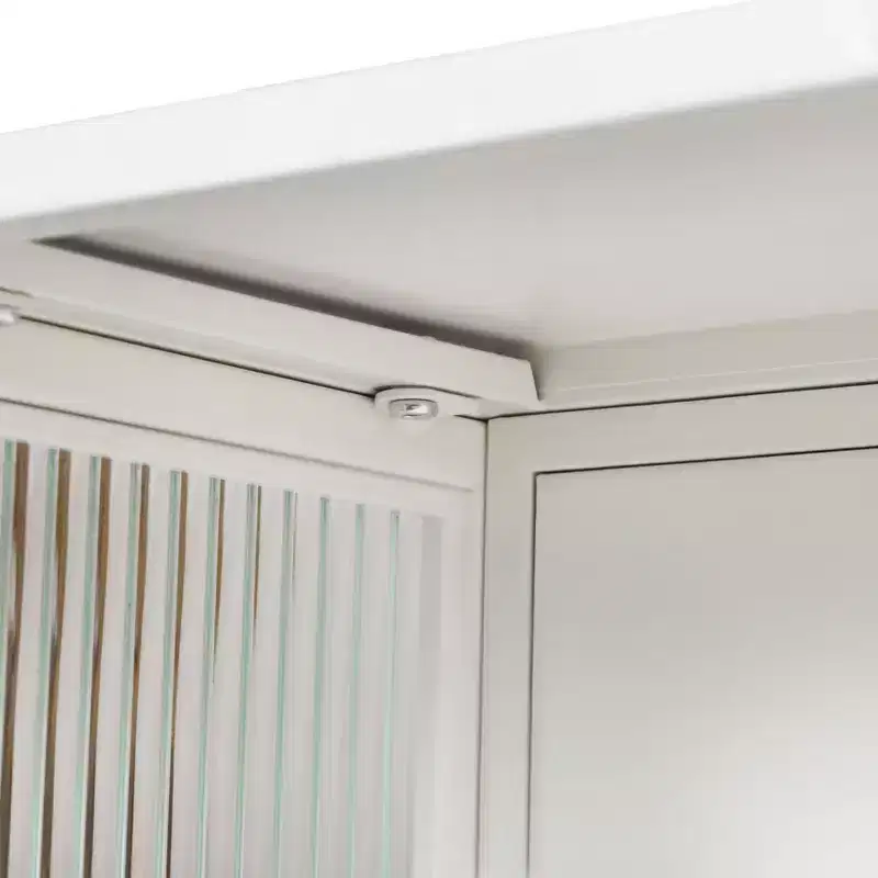 Meuble haut moderne à 2 portes Okak avec portes vitrées de rangement à 3 niveaux pour entrée/salle à manger/salon/cuisine
