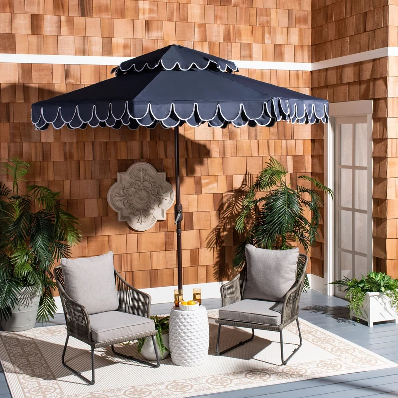 Parasol déporté double toit 274 cm avec cantonnière Kjerstin SAFAVIEH Outdoor