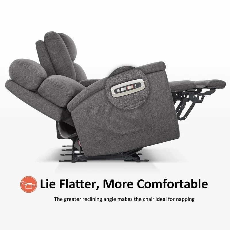 Canapé inclinable électrique MCombo 60,2 po avec massage et double chauffage, appuie-tête réglable, ports USB et Type C, tissu