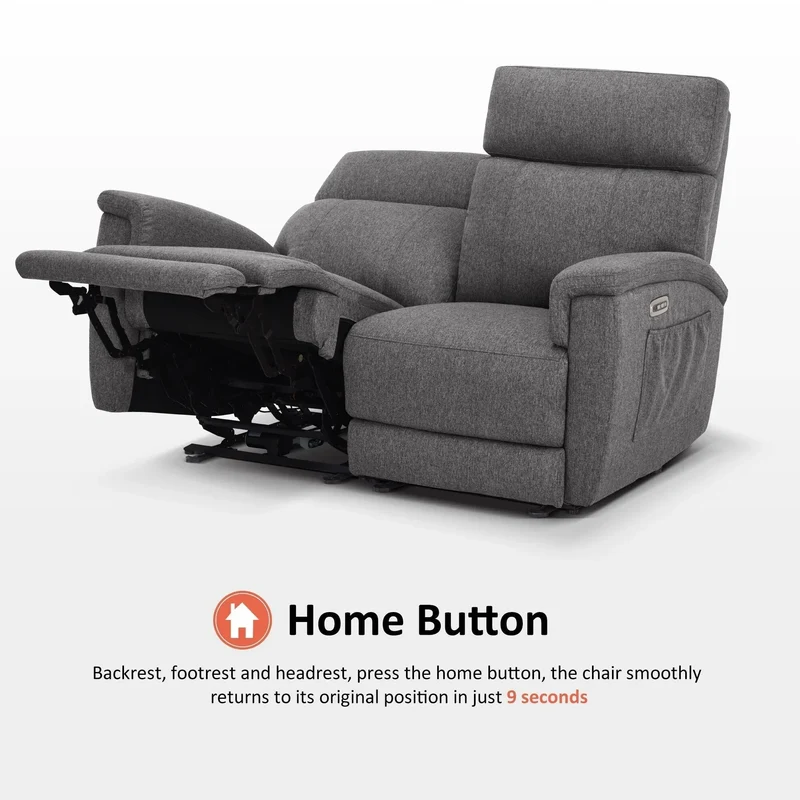 Canapé inclinable électrique MCombo 60,2 po avec massage et double chauffage, appuie-tête réglable, ports USB et Type C, tissu