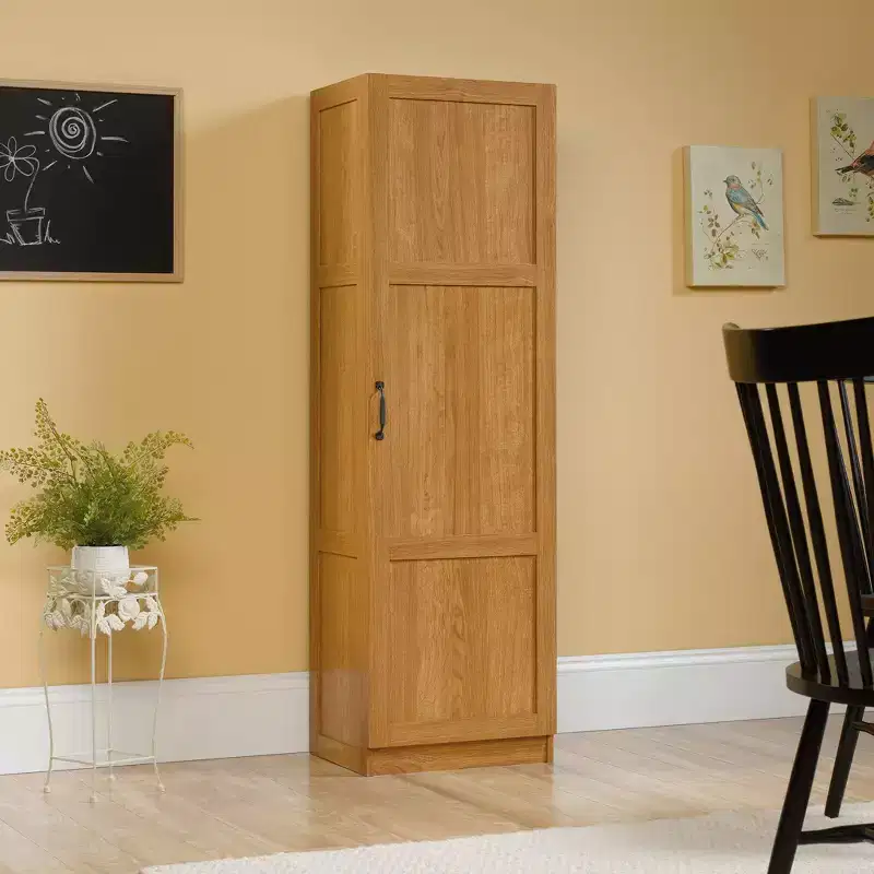 Meuble de rangement pour garde-manger - Chêne Highland, style traditionnel, 3 étagères réglables
